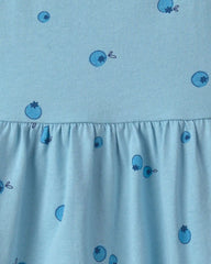 Toddler Girl Blueberry Ruffle-Sleeve Dress - Blue