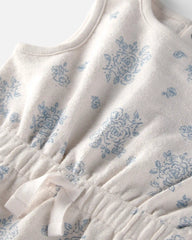 Baby Girl Organic Cotton Romper in Royal Bloom Print