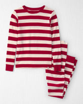 Kids 2-Piece Organic Cotton Ribbed Pajamas in Stripes