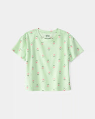 Toddler Girl Floral Relaxed Top - Green