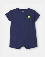 Baby Boy 'Surf Club' Short-Sleeve Romper - Navy Blue