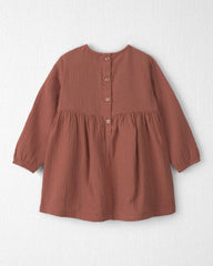 Toddler Girl Organic Cotton Embroidered Gauze Dress