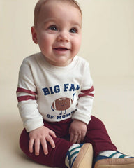 Baby Boy 2-Piece 'Big Fan Of Mommy' Football Long-Sleeve Bodysuit & Pant Set - Red/Cream