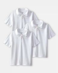 Boys 3-Pack Uniform Piqué Polo Shirts - White