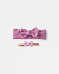 Baby Girl 2-Pack Bow Headbands - Pink