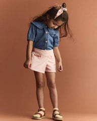 Toddler Girl Asymmetrical Skort in Big Top Print - Light Pink