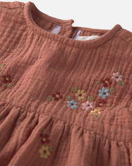 Toddler Girl Organic Cotton Embroidered Gauze Dress