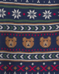 Boys Bear Fair Isle Sweater - Navy Blue