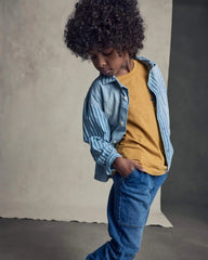 Boys Hickory Button-Down Shirt - Blue
