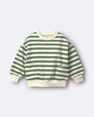 Toddler Otter Sweatshirt™ with Pockets in Stripes - Olive/Cream
