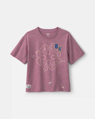 Girls 'OshKosh' Graphic Tee - Purple