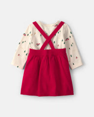 Baby Girl 3-Piece Christmas Tree Long-Sleeve Sweater Dress Set - Red/Cream
