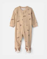 Baby Dog Cotton 2-Way Zip Sleep & Play Pajamas - Brown