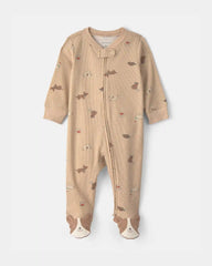 Baby Dog Cotton 2-Way Zip Sleep & Play Pajamas - Brown
