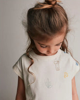 Toddler Girl Boxy Tee in Sandcastle Print - Cream