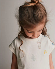 Toddler Girl Boxy Tee in Sandcastle Print - Cream
