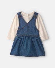Baby Girl 2-Piece Denim Skirtall Set - Light Wash