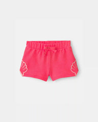 Baby Girl Shell French Terry Shorts - Coral