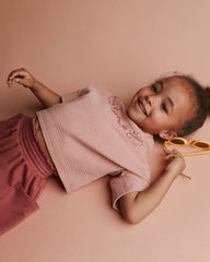 Toddler Girl High-Low Bubble Dolman Tee - Light Pink