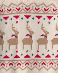 Girls Reindeer Fair Isle Sweater - Cream