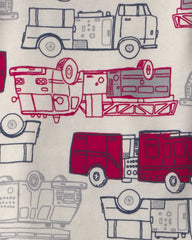 Toddler Boy 4-Piece 'Rescue Squad' 100% Cotton Snug Fit Pajama Set - Red/Cream