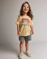 Toddler 'Whatcha Doing?' Relaxed Graphic Tee in Crab Print - Yellow