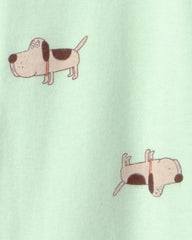 Toddler Dog 100% Cotton Snug Fit 1-Piece Pajama - Green