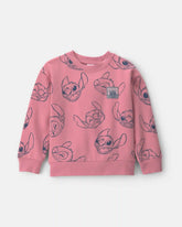 Girls Disney© Stitch Fleece Pullover Sweatshirt - Pink