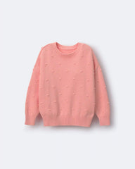 Toddler Girl Popcorn Sweater - Coral