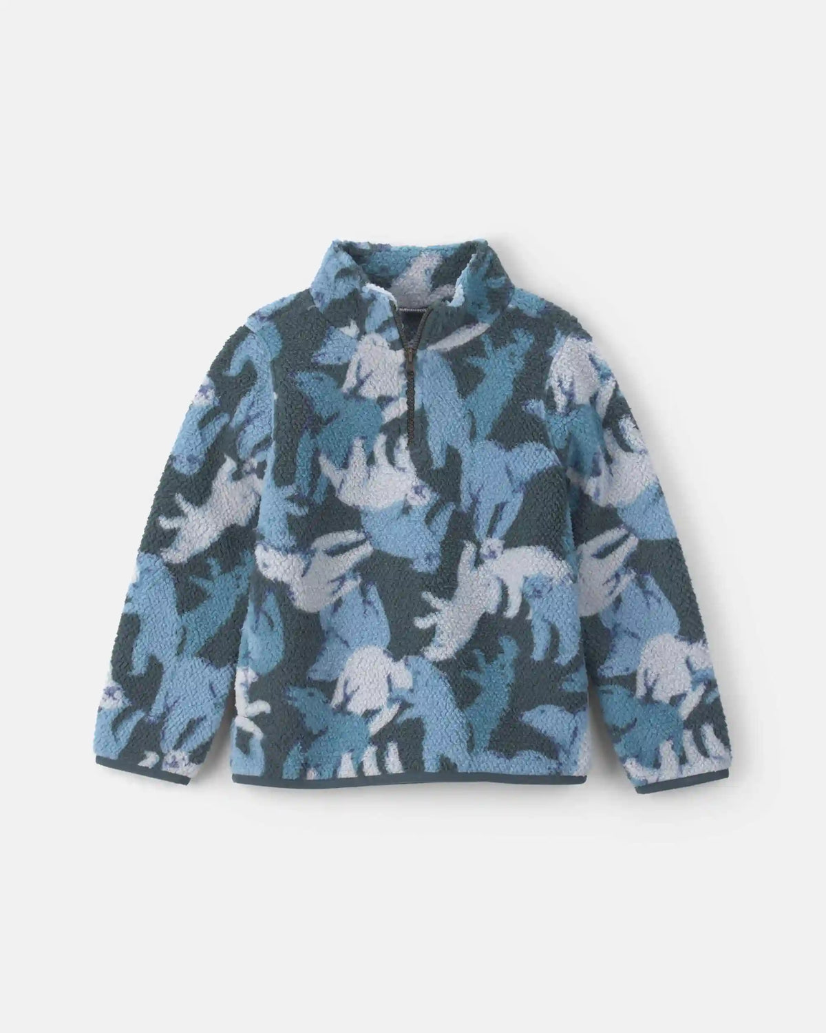 Boys Polar Bear Teddy Fleece Quarter-Zip Pullover Sweatshirt - Blue/Grey