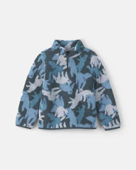 Boys Polar Bear Teddy Fleece Quarter-Zip Pullover Sweatshirt - Blue/Grey