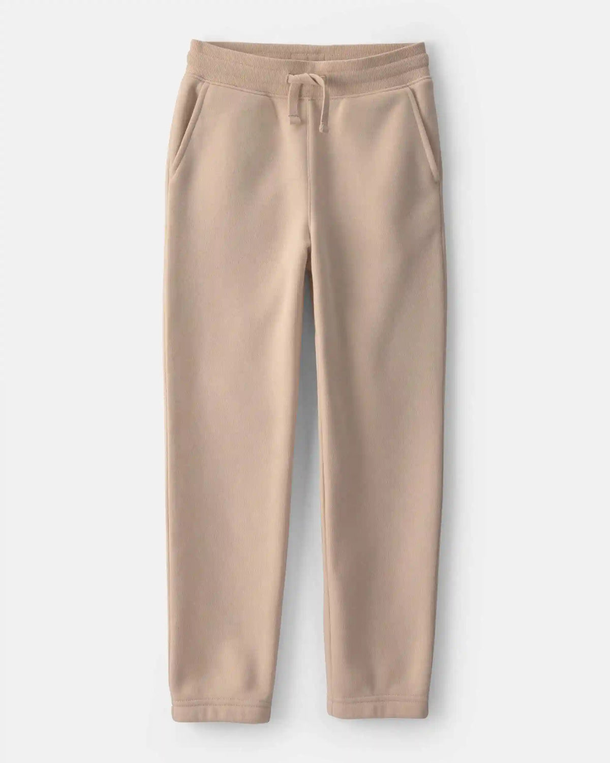 Boys Fleece Drawstring Knit Joggers - Tan