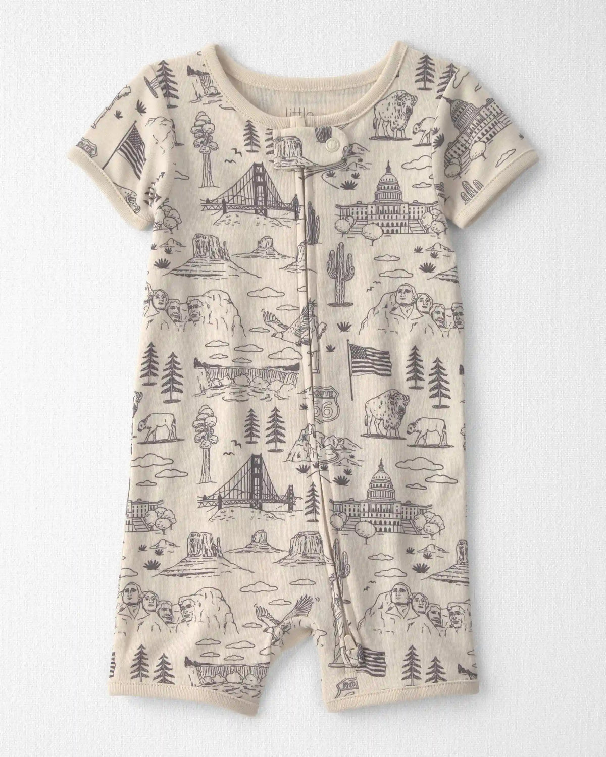 Baby Organic Cotton 1-Piece Pajama in Stars Stripes and Sights