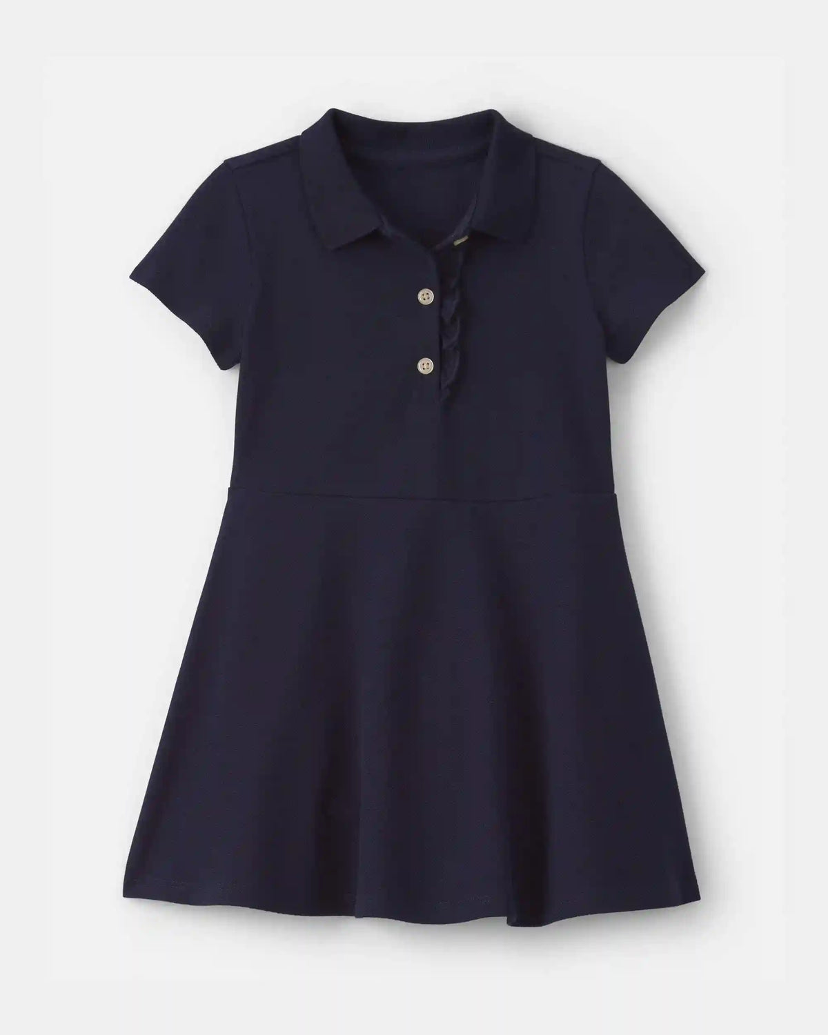Toddler Girl Uniform Piqué Short-Sleeve Dress - Navy