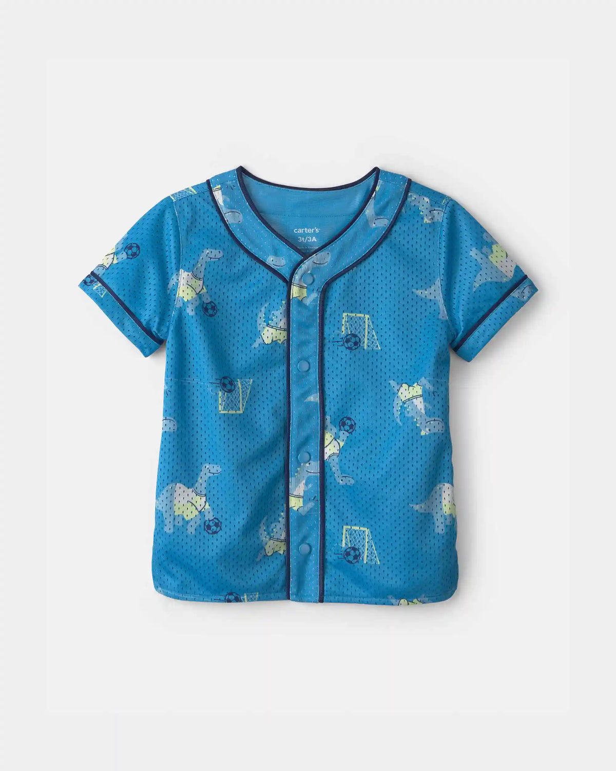Toddler Boy Dinosaur Soccer Mesh Jersey - Blue