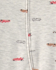 Baby Boy Race Car Cotton 2-Way Zip Sleep & Play Pajamas - Grey