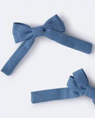Toddler Girl 2-Pack Bow Hair Clips in Chambray - Blue