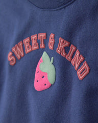 Toddler Girl 2-Piece 'Sweet & Kind' Strawberry Sweatshirt & Pant Set - Navy Blue