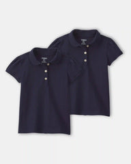 Toddler Girl 2-Pack Uniform Polo Shirts - Navy