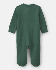Baby Boy Moose Cotton 2-Way Zip Thermal Sleep & Play Pajamas - Green