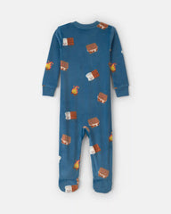 Baby Boy 1-Piece Smores 2-Way Zip DreamPlush Snug Fit Footed Pajama - Blue