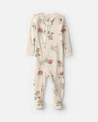 Toddler Girl 1-Piece Country Farm 100% Cotton Snug Fit Footed Pajama - Cream