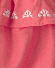 Baby Girl 2-Piece Linen Sleeveless Top & Short Set - Coral/Ivory