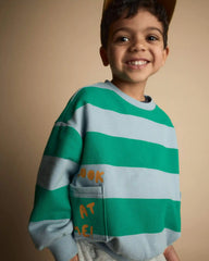 Toddler 'Look at Me!' Otter Sweatshirt™ with Pockets in Stripes - Green/Blue