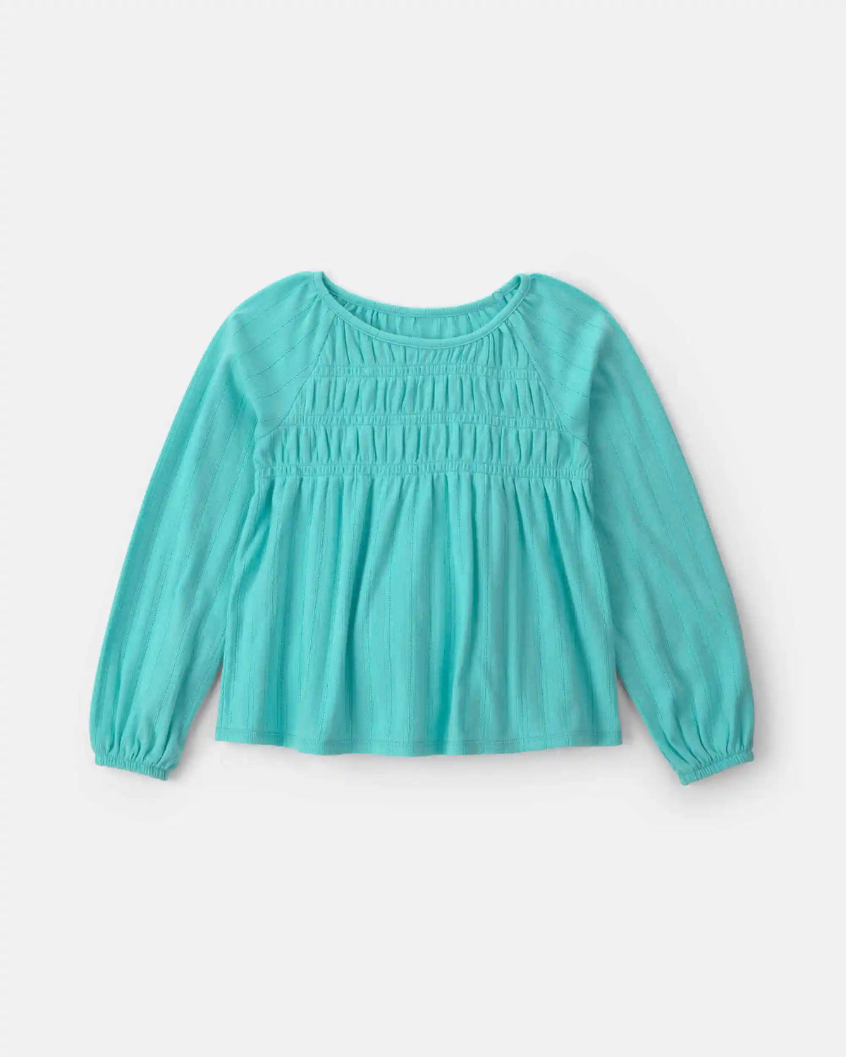 Girls Long-Sleeve Peplum Top - Turquoise