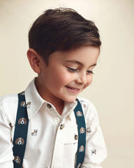 Toddler Boy Corduroy Suspender Pants - Navy Blue