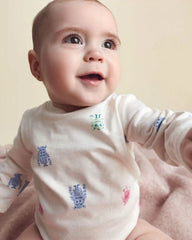 Baby Girl Monster Long-Sleeve Graphic Bodysuit - Cream
