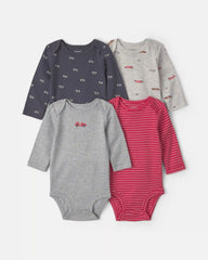 Baby Boy 4-Pack Race Car Long-Sleeve Bodysuits