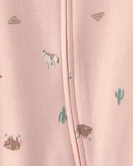 Baby Girl Western 100% Cotton 2-Way Zip Sleep & Play Pajamas - Pink