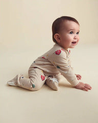 Baby Boy 1-Piece Farm 2-Way Zip 100% Cotton Snug Fit Footed Pajama - Cream